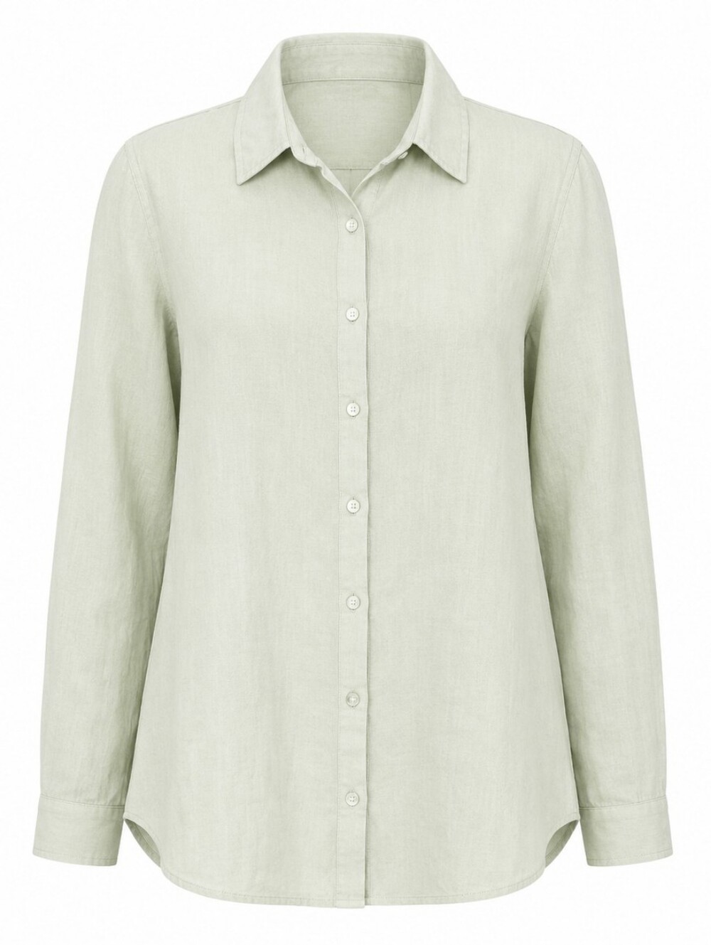 100% Linen J. Jill Button Up Shirt Light Green Long Sleeve Size M Summer